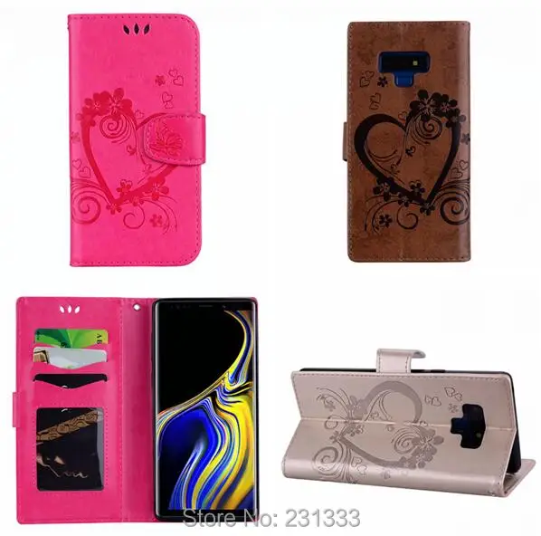 

C-ku Heart Wallet Leather Case Pouch For Samsung Galaxy A6 A8 PLUS 2018 J3 J4 J6 NOTE 9 Flower Stand ID Card Skin Cover 100PCS