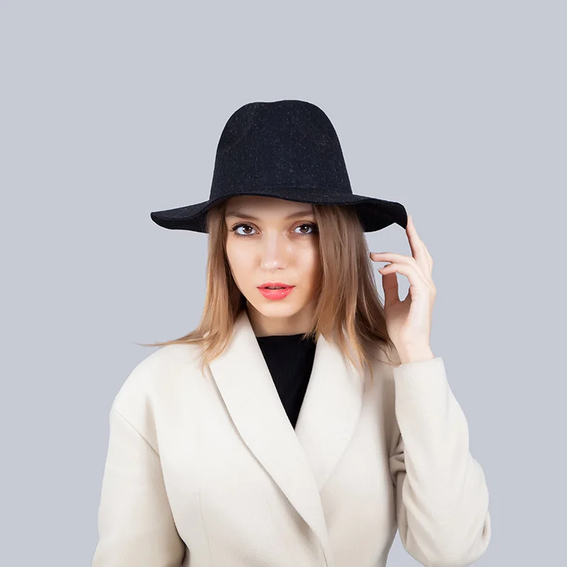 Осенне-зимняя женская Солнцезащитная шляпа с Впадиной мужская фетровая шляпа Классическая широкополая фетровая мягкая женская шляпа в форме колпака Chapeau Имитация шерсти шапка