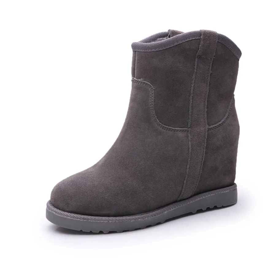 Botas Nieve camel Aumentó Más De Cuero gray Engrosamiento En Mujeres Terciopelo Mujer purple Las Algodón Invierno Zapatos Nuevo El Tubo Black qAvHzz