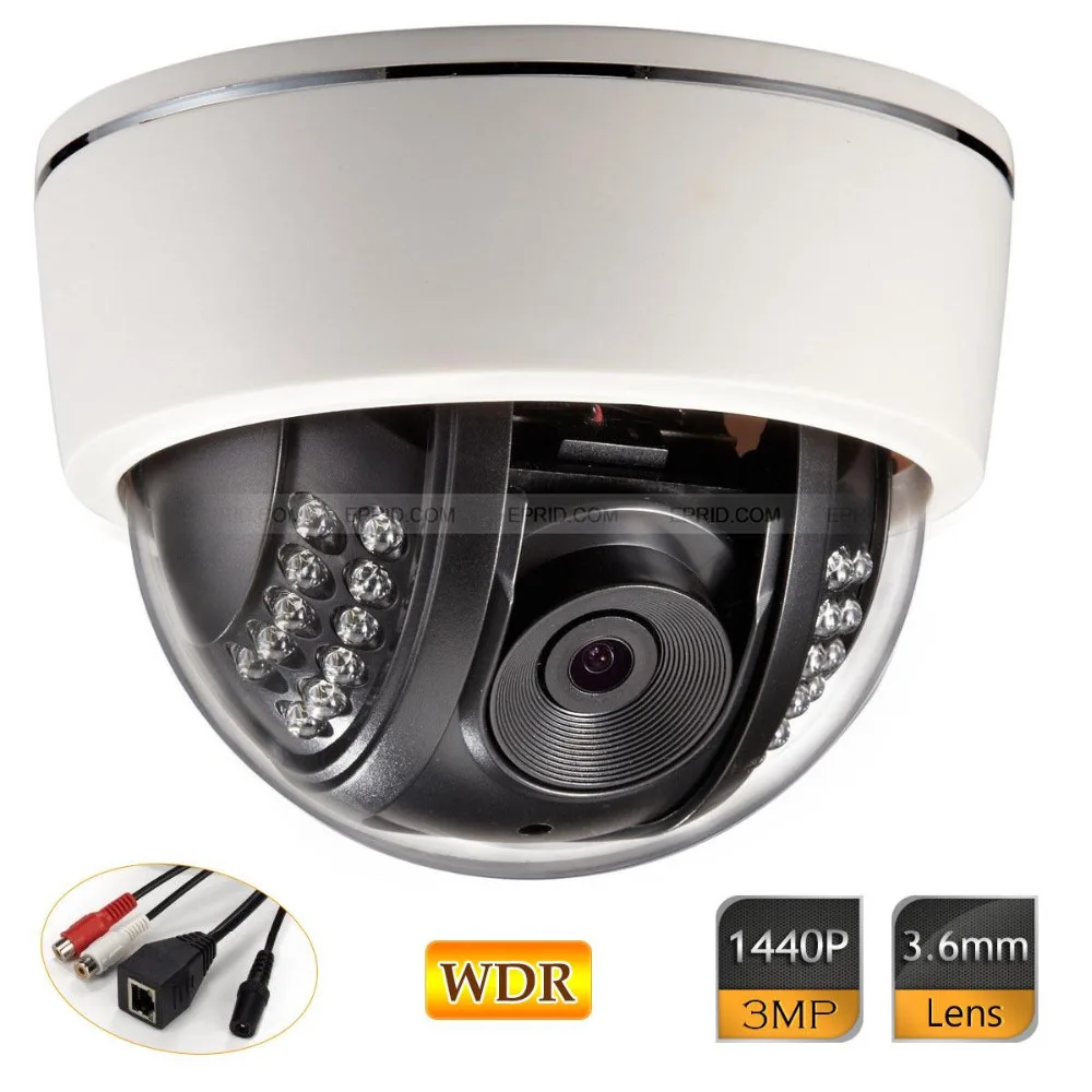 

3.0MP HD 1440P WDR IP Plastic Dome Camera Network Onvif Security Outdoor 22IR