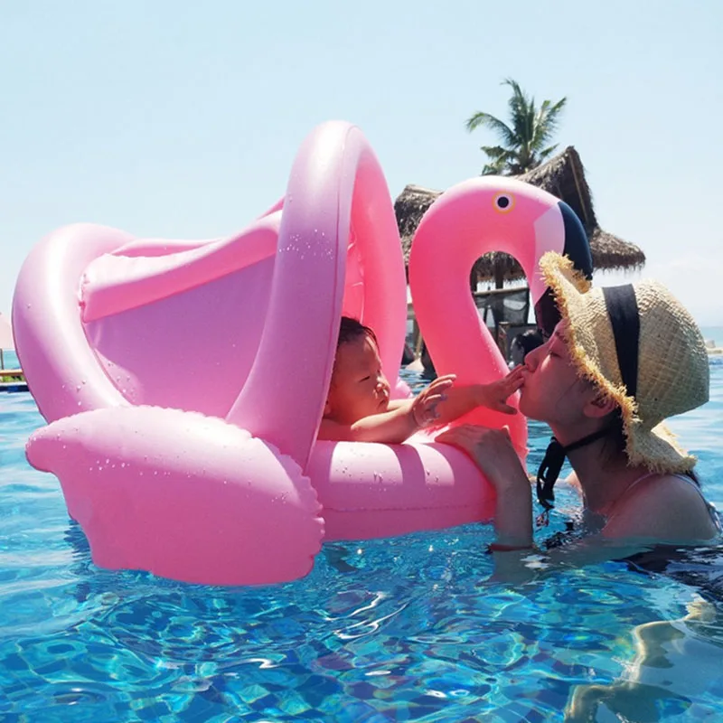 Baby-Float-Inflatable-Flamingo-Swimming-Seat-Ring-With-Sun-Shade-Swim-Circle-Arm-Rings-Kids-Pool (1)