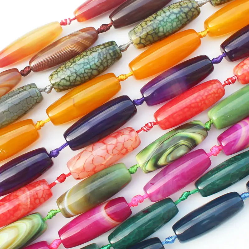 

8pcs , 10-15x35-40mm , Multi-Color Agates Oval Beads , Large Variety of Patterns , Jewelry Making Beads