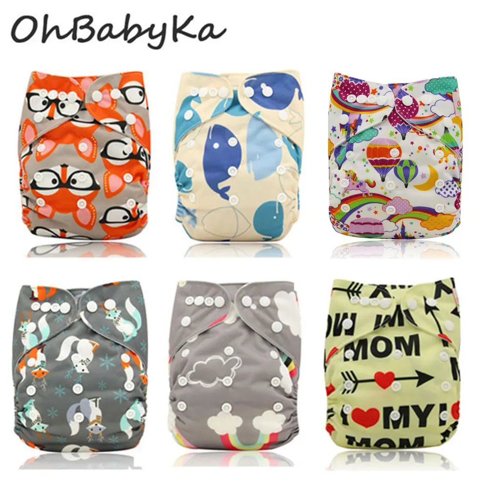 

Ohbabyka Reusable Diapers with Insert Waterproof PUL Training Pants Cloth Diaper Cover Baby Nappies Pocket Diaper 6pcs/lot