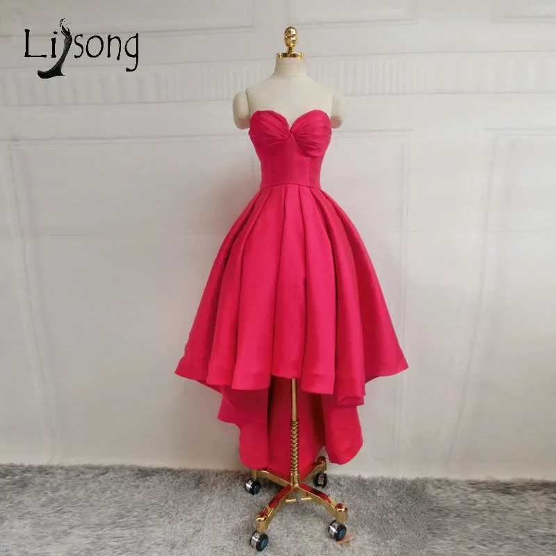

Pretty Simple High Low Long Evening Dresses 2018 Rose Red Sweetheart Formal Party Wearing Off Shoulder Plus Size Robe De Soiree