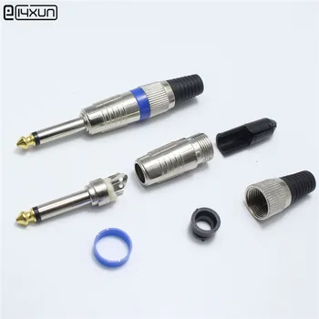 

2pcs 6.35 Mono Sophomore Core 6.35mm Amplifier Microphone Plug 6.35mm jack Plug 6.5mm Audio Connector