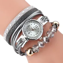 Duoya бренд роскошный браслет с кристаллами часы женские Relogio Feminino повседневные ремешок стиль кварцевые наручные часы кожаный браслет