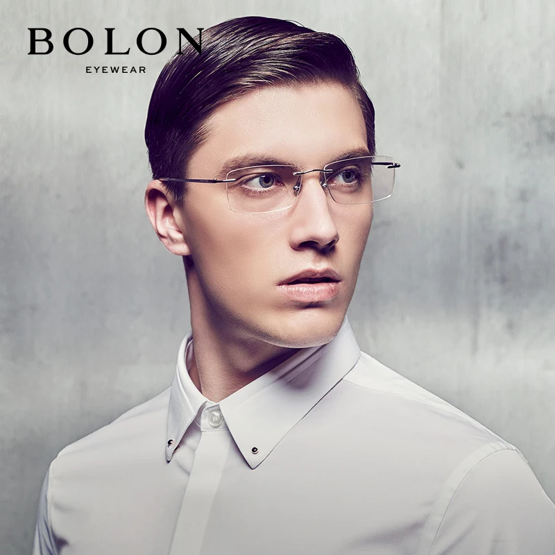 BOLON Rimless Eyeglasses Frames Titanium Men Glasses Frames Man Eye