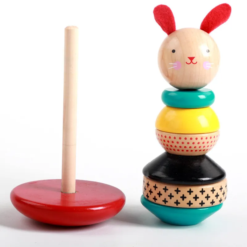 New Wooden Baby Toy Rabbit Reactor Tower Baby Educational Toy Baby Gifts