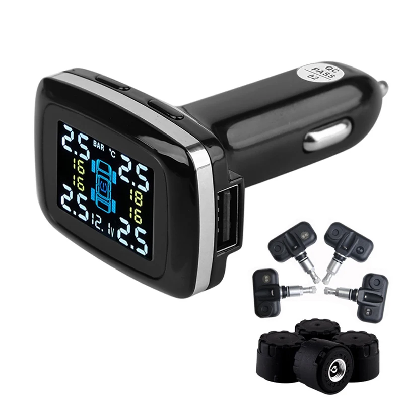 Car TPMS Tire Pressure Monitoring System Cigarette Lighter Wireless LED