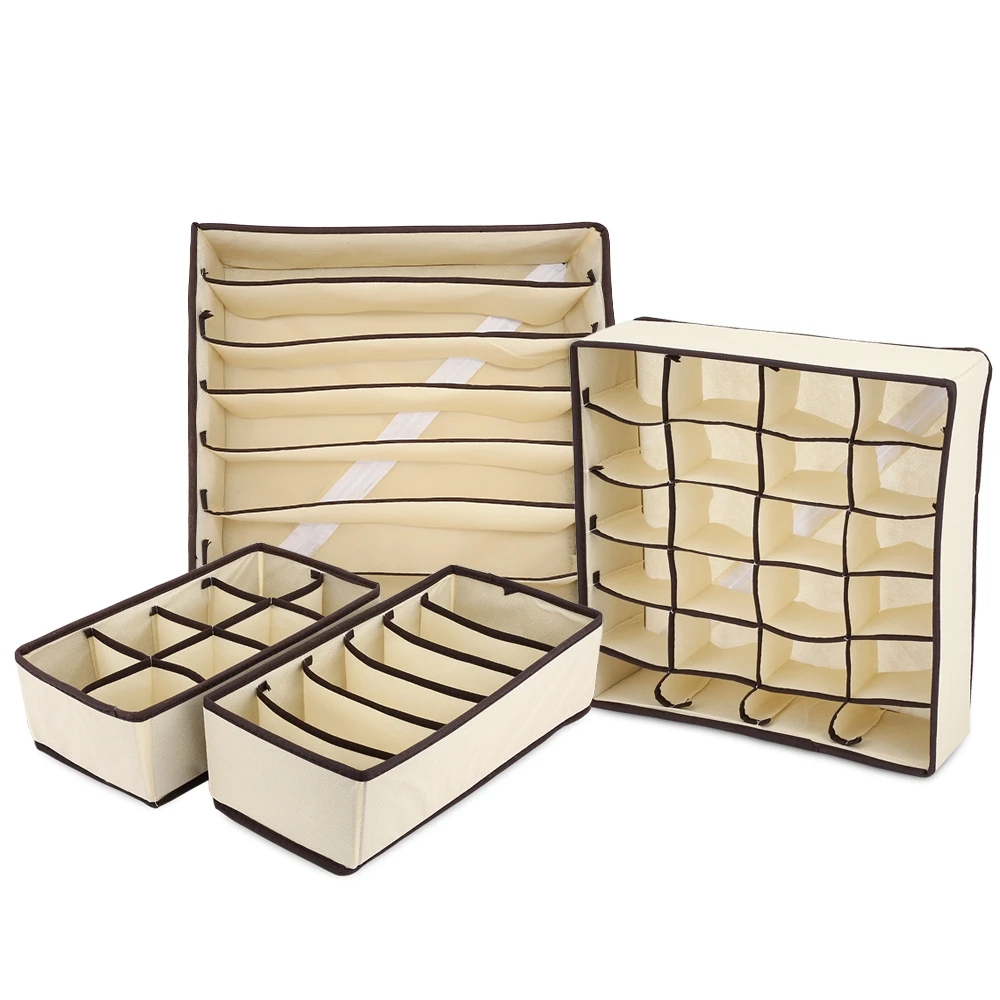 Underwear Bra Organizer Storage Box Drawer Closet Organizers Boxes For Underwear Scarf Socks Organiser 2 Colors Beige/Rose