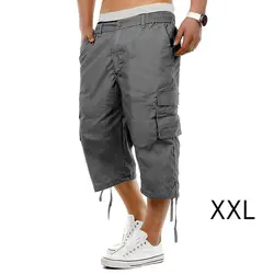 Мужские повседневные 3/4 брюки с несколькими карманами простые дышащие мужские брюки для лета SSA-19ING