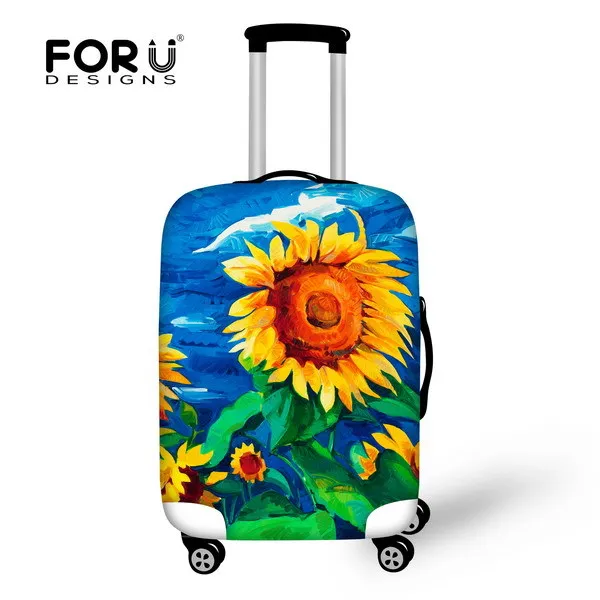FORUDESIGNS, дизайн, цветочные Защитные чехлы для багажа, для путешествий, на колесиках, чехлы для чемоданов, эластичные полиэфирные пылезащитные чехлы - Цвет: 2U0002F1