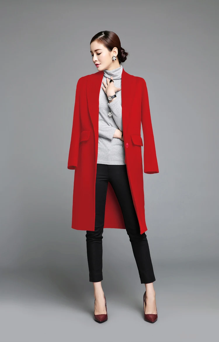 KMETRAM осенне-зимнее модное женское Шерстяное Пальто из 100% шерсти кашемировый отложной воротник Тонкий Стиль casaco женское Inverno HH248