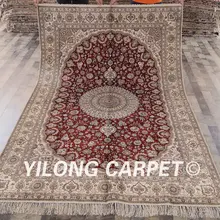 Yilong 6'x9 персидский шелковый ковер Vantage Изысканный Роскошный красный медальон турецкий ковер шелк(YHW77B6x9