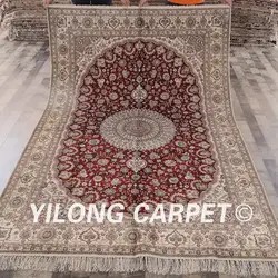 Yilong 6'x9 персидский шелковый ковер Vantage Изысканный Роскошный красный медальон турецкий ковер шелк (YHW77B6x9)