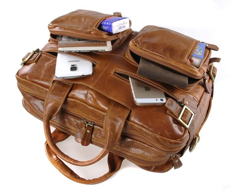 Сумка для путешествий из натуральной кожи для мужчин, рюкзак для ноутбука, многофункциональная деловая сумка 7026B