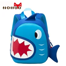 NOHOO, водонепроницаемые школьные сумки, синий, 3D, Акула, Детский рюкзак, Мультяшные животные, детские школьные сумки для девочек, мальчиков, сумка для малышей