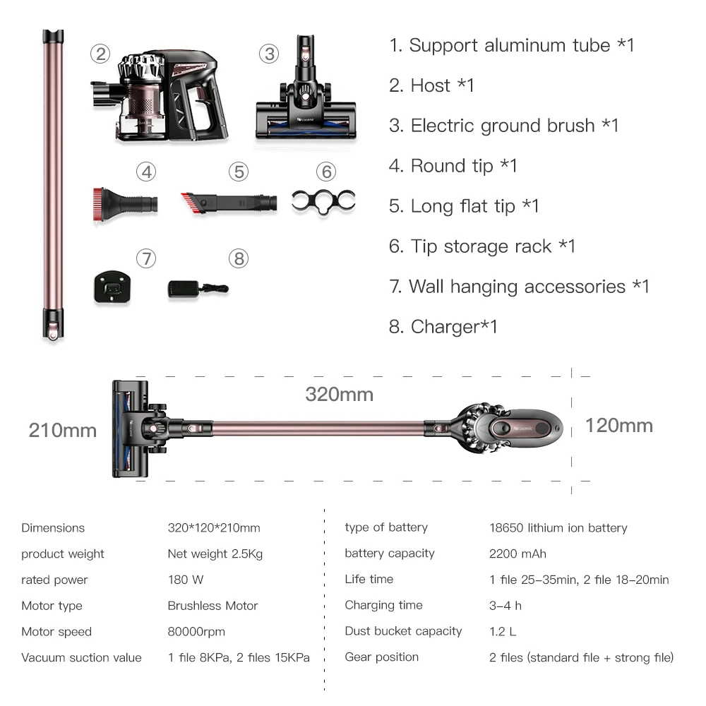 Proscenic p8 Plus, беспроводной пылесос 15000 Pa, мощный, без мешка, ручной пылесос