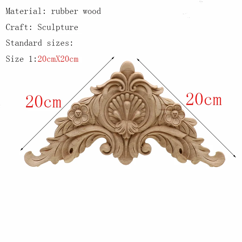 Рамка двери шкафа декоративные фигурки деревянные аппликации для мебели Неокрашенный резной угловой Onlay украшения дома аксессуары - Цвет: 20cmX20cm