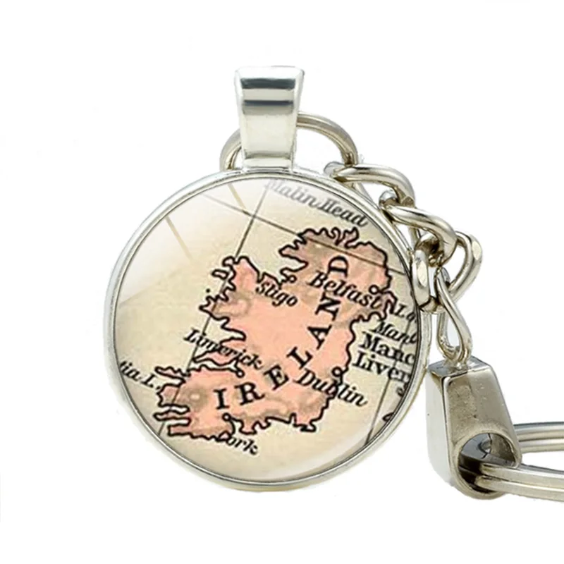 

Ireland Map Keychain Ireland Pendant Keychains Vintage Map Jewelry Keyring Metal Charms Jewelry