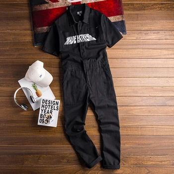 

2019 New Japanese Retro Tooling Suit Summer Casual Jumpsuit Loose Trousers Multi-pocket Short-sleeved Jumpsuit Size S-XXL