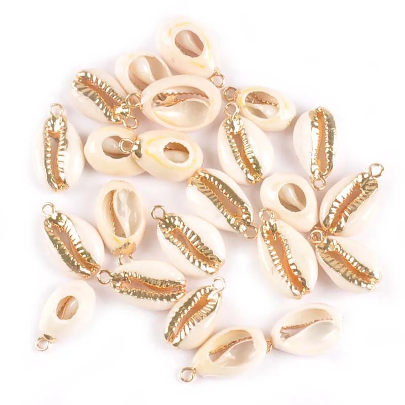 

5pcs About 16-20mm Gold Plated Natural Seashells For Jewelry Shells Bracelet Pendant handmade Home Decor DIY Charms tr0315
