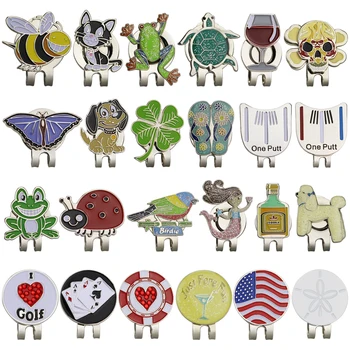 

3 pcs/lo Multi Kinds of Golf Ball Markers Plus Golf Hat Clips, (Flag,Animal,Cloth Kinds)