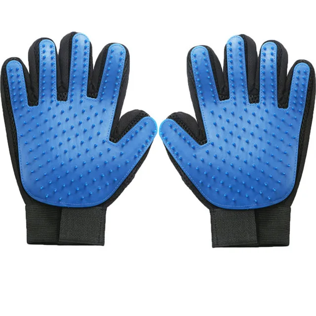 F Dark blue right Pet волосы перчатки гребень собака кошка для ухода и чистки перчатки Deshedding левой и правой стороны щетка для вычесывания животных способствовать циркуляции крови - Цвет: F Dark blue right