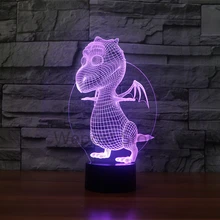 Милый мультяшный Дракон сенсорный выключатель настольный ночник красочный USB светодиодный акриловый светильник 3D иллюзия динозавр Декор Детский подарок