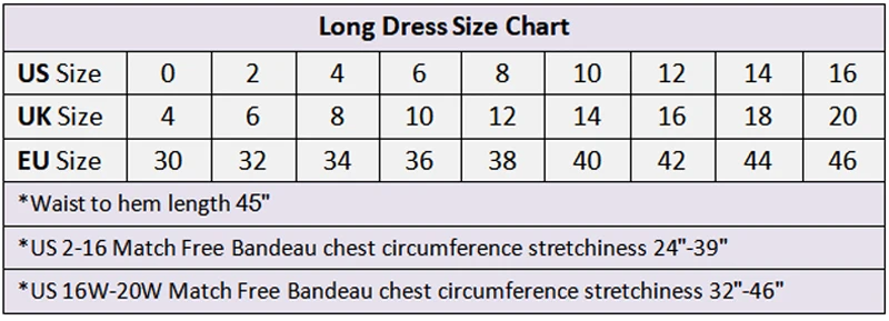 long size chart