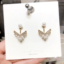 Популярные модные корейские милые серебряные серьги-гвоздики с кристаллами, Роскошные жемчужные свадебные золотые серьги для женщин, Oorbellen Brincos Bijoux