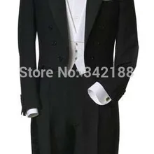 Изготовленный На Заказ мерный индивидуальный мужской смокинг под заказ/классический черный Фрак для мужчин левый карман/свадебные смокинги/Свадебный мужской костюм