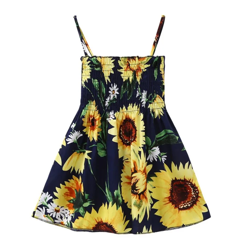 Summer Baby Dress Casual Baby Girls Floral Print Dress Cotton Kids Toddler Sleeveless Sundress Sunflower Baby Summer Clothes