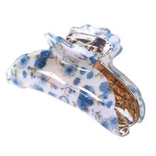 Женский темно-синий цветочный узор пластиковый зажим для волос