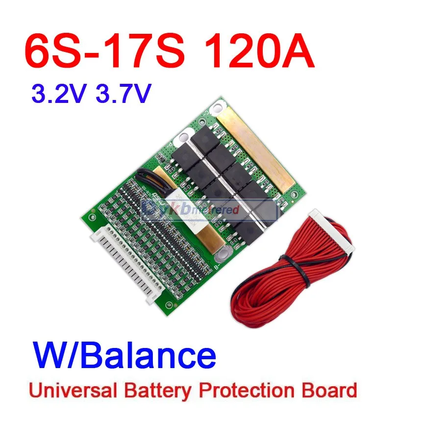 Защитная плата для литий ионных батарей 6S 17S 50A 80A 120A w/Balance BMS LiFePO4 24 В 36 в 48 60 7S 8S 10S 12S