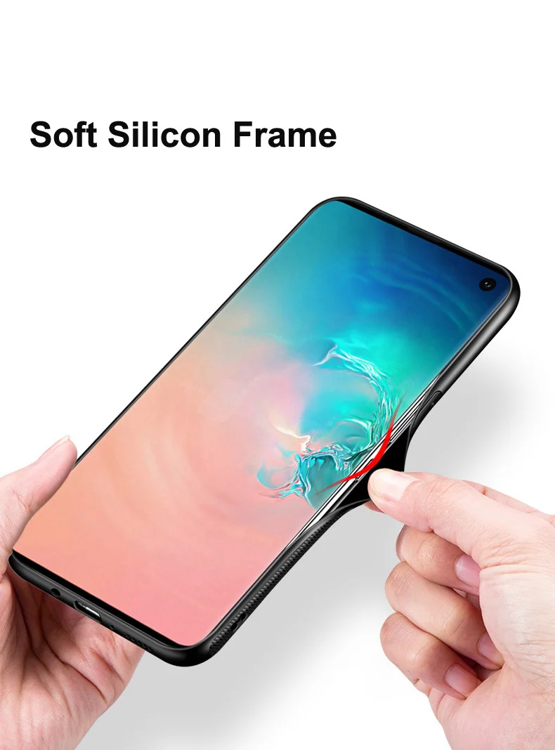 Закаленное Стекло чехол для samsung Galaxy S10 плюс Чехол Мягкий силиконовый чехол жесткий чехол для Galaxy S10+ G9750 случаях shell