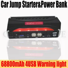 Портативный Многофункциональный 68800 мАч 12 В Автомобиль Скачок Стартер 4USB Power Bank 600A Пик Автомобильный Аккумулятор Booster Зарядное Устройство SOS Света Свободный Корабль