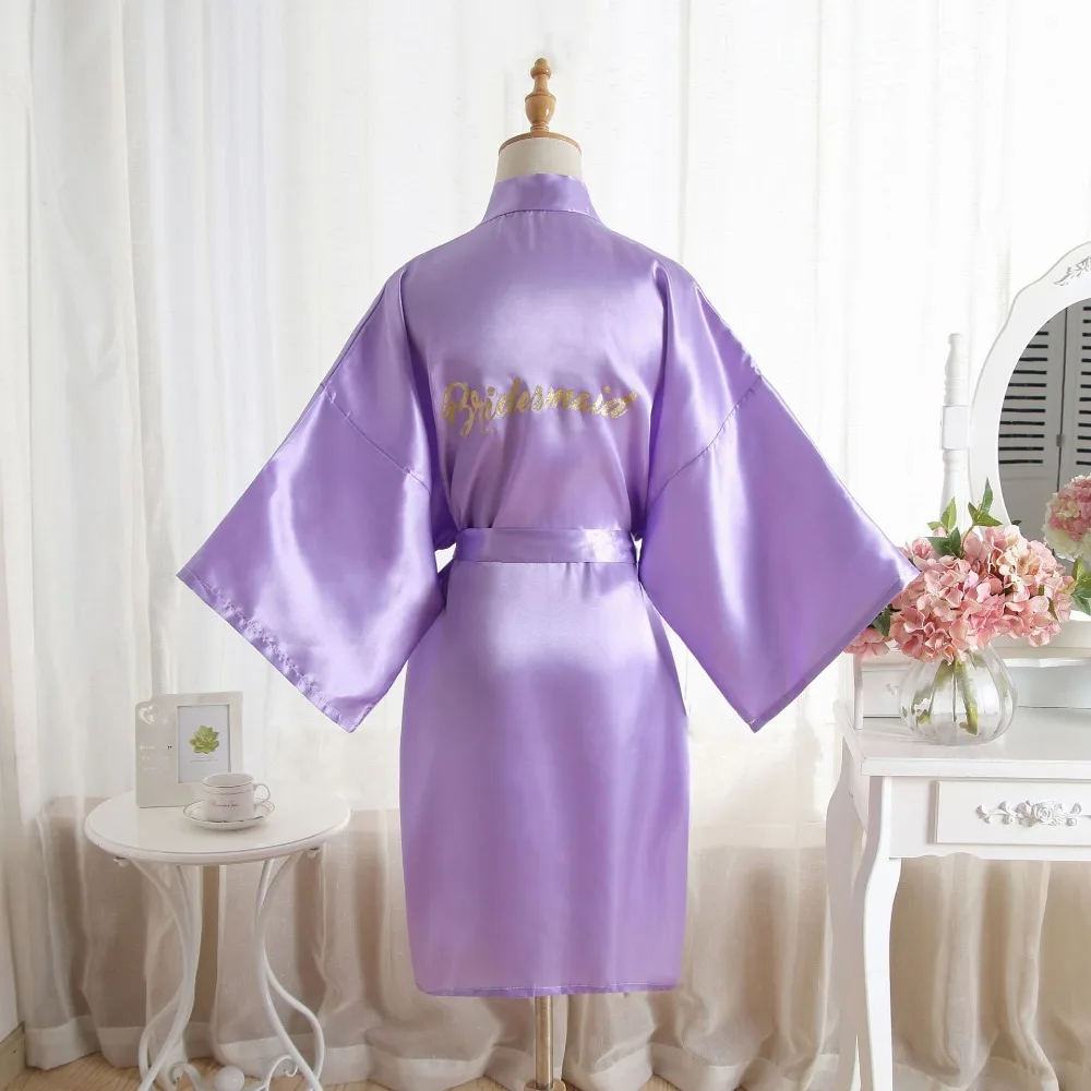 Шелковый Атласный Свадебный халат для невесты, Одноцветный халат, Короткое Кимоно, халат, ночной халат, банный халат, модный халат для женщин