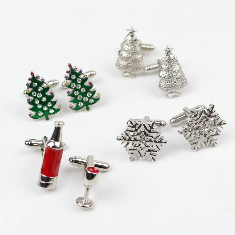 

Christmas Laser Engraved Design Cufflink Luxury Cuff Buttons Cuff Links Shirt Jewelry Winebottle Tree Snowflake