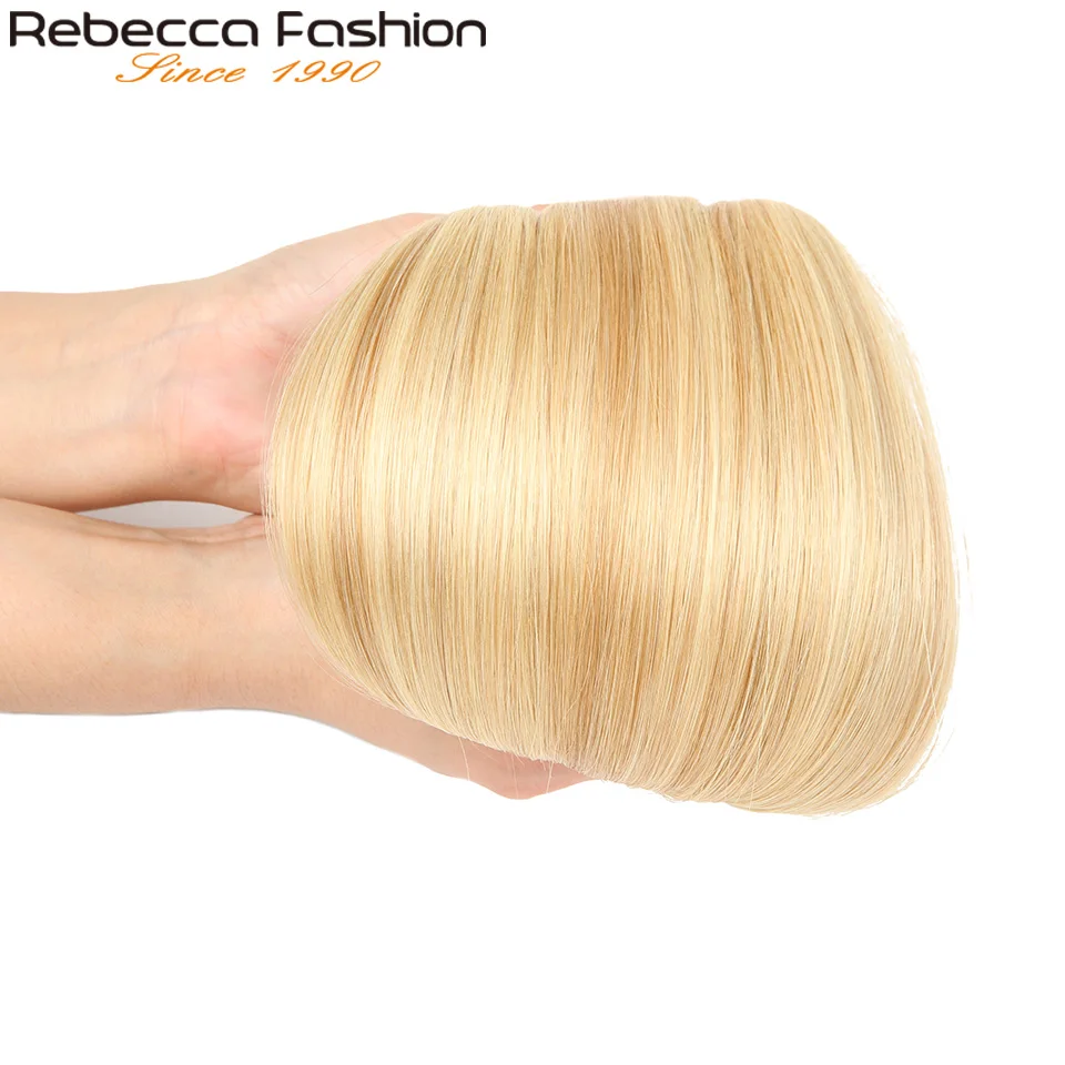 Feixes de Cabelo Humano em Linha Extensões de Cabelo Rebecca Pré-colorido Brasileiro Reta Ombre Loira Cor Remy 113 Gramas 1 pc P10 - 16 P27 613 2 Cheap Apliques ondulados