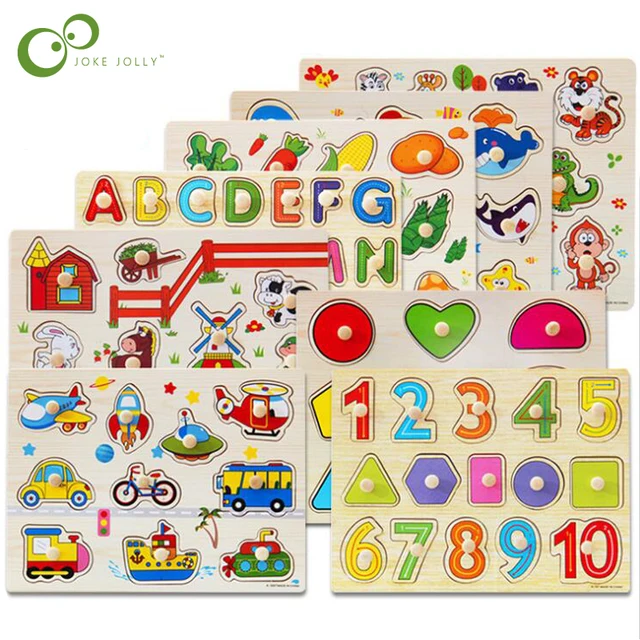 30cm Kid Early educational toys baby hand grasp wooden puzzle toy alphabet and digit learning education child wood toy 1