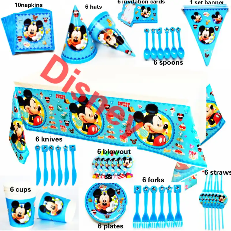 authorized disney mickey mouse happy birthday kids party decorations baby shower paper party supplies tableware set banner favor mickey mouse happy birthday pictures