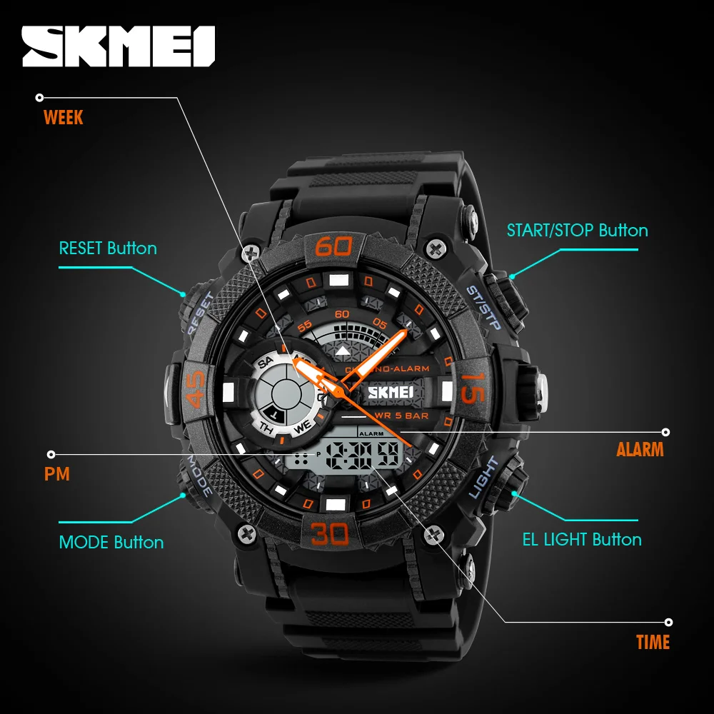 Goedkoop Heren Horloges Top Brand Luxe Mannen Militaire Horloges LED Digitale Analoge Quartz Horloge Sport Pols horloge Waterdicht Relogio Klok