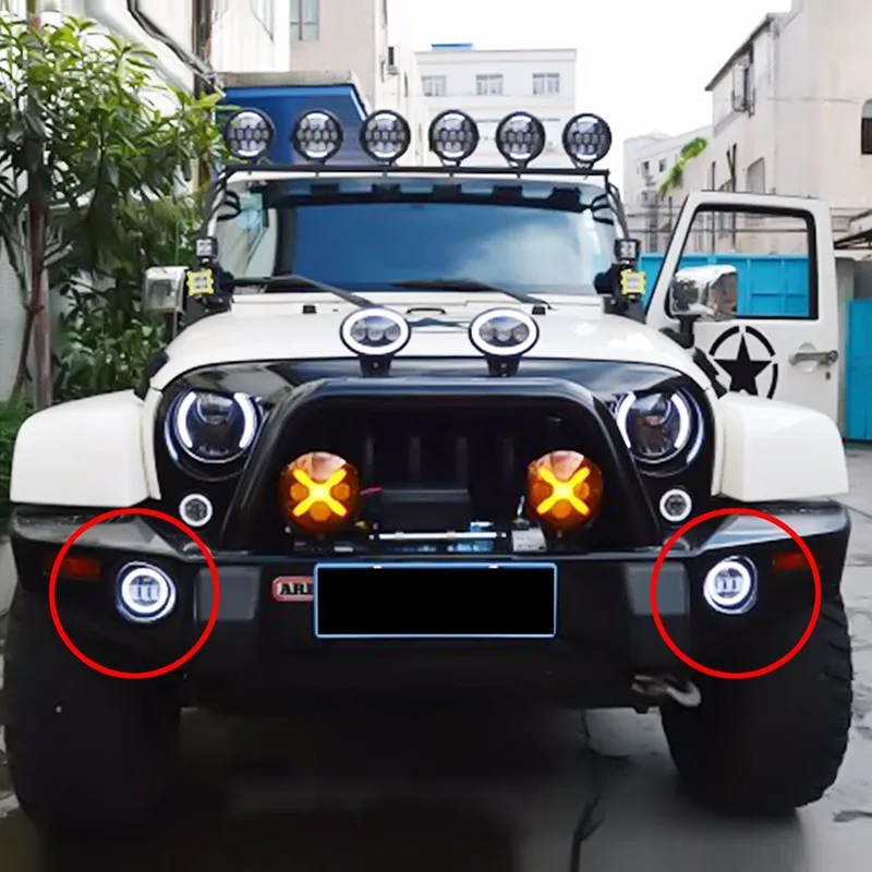 4 дюймов 60 Вт светодиодные фары Противотуманные Halo Кольцо глаза ангела для Jeep Wrangler CJ TJ JK Hummer бездорожью лампа