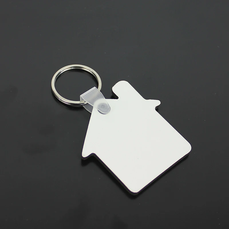 10 шт. DIY МДФ двойная белая пустая брелок для дома сублимационный деревянный ключ кольца для термопечати передачи ювелирных изделий фото подарок