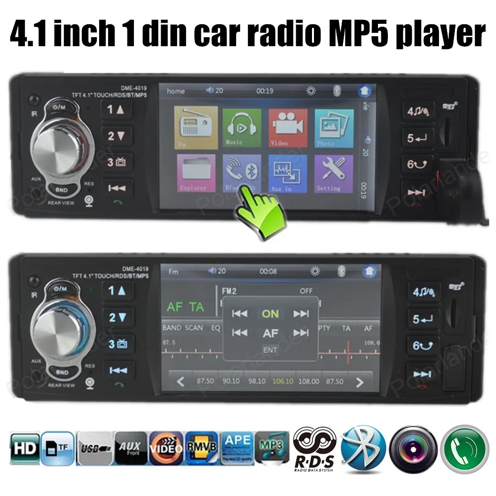 support rear camera 4.1" TFT HD Digital Car MP5 Players Stereo FM