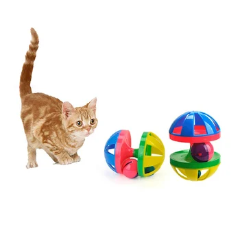 

1PC Squeaky Tease Cat Toys Ball Colorful Double Bell Roller Cat Toys Interactive Hollow Ball Cat Exerciser Pet Supplies for Cats