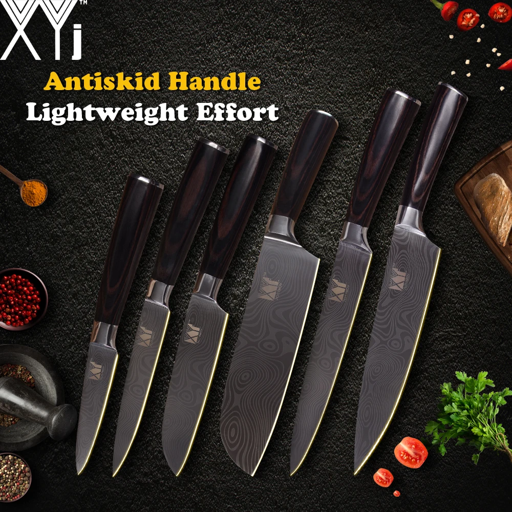 XYj Stainless Steel Kitchen Knife Tools 3.5, 5, 5, 7, 8, 8 inch Exquisite Color Wood Handle Fruit Vegetable Meat Cooking Tools XYj Stainless Steel Kitchen Knife Tools 3.5, 5, 5, 7, 8, 8 inch Exquisite Color Wood Handle Fruit Vegetable Meat Cooking Tools