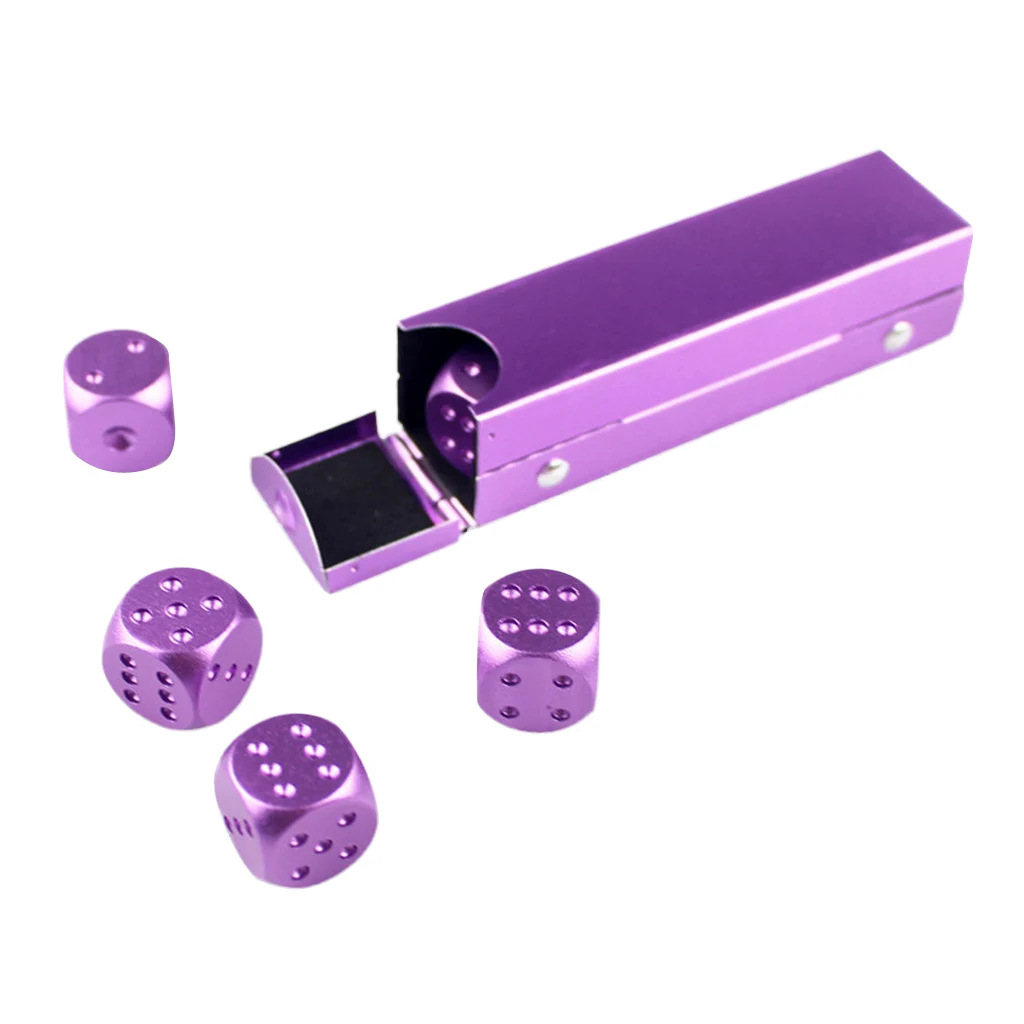 5 Pieces Aluminum Alloy 6 Sided Square Cube Spot Dice Round Corner for Camping Travell Birthday Family Party Games Supplies