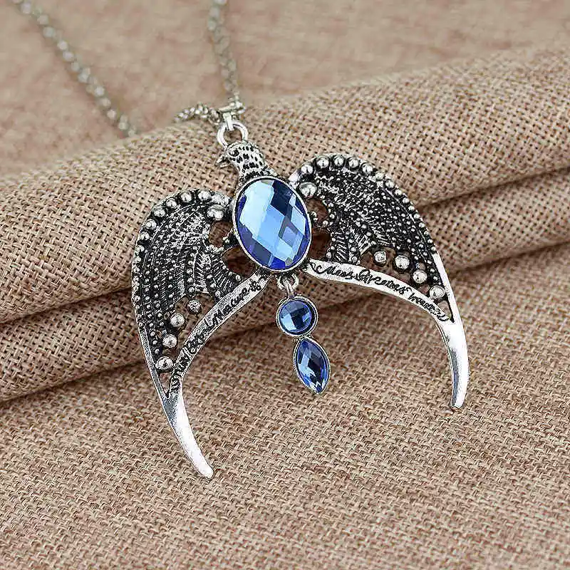 

MQCHUN Jewelry Hogwarts Ravenclaw Necklace Vintage Antique Silver Horcrux Eagle Crown Diadem Pendant Necklace For Women
